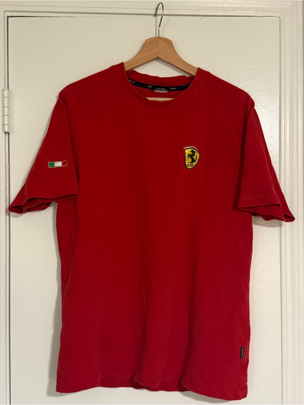 Ferrari Red Short-Sleeve Crewneck with Shield Patch